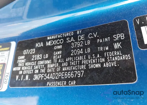 2023 Kia Forte Gt-Line from USA, damaged, VIN 3KPF54AD2PE666797